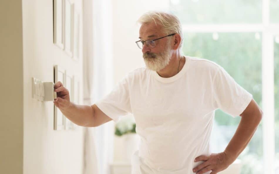 adjusting home thermostat to control temperature